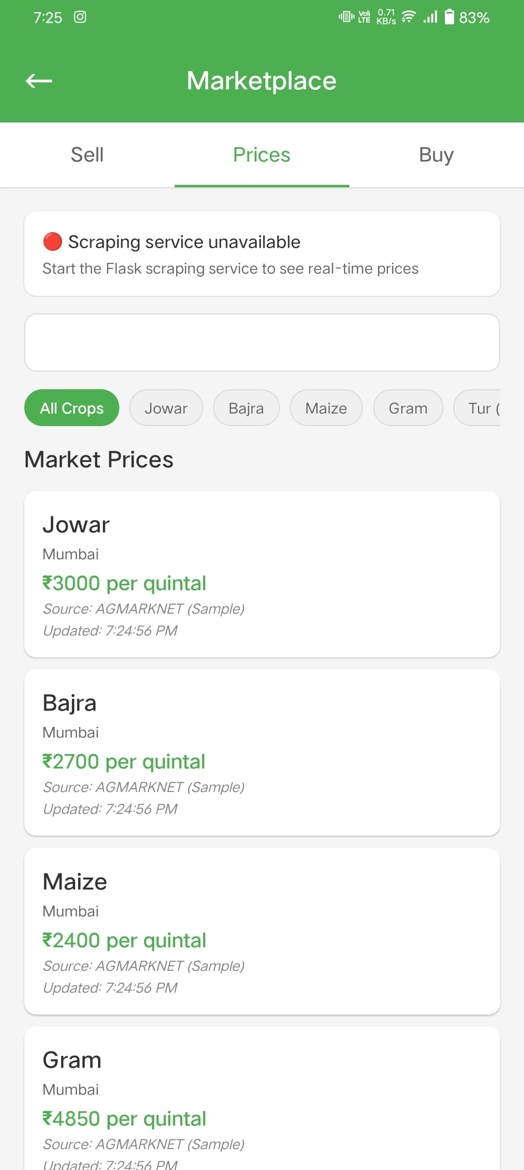 GramSetu farmer support mobile app — screen 2 of 4