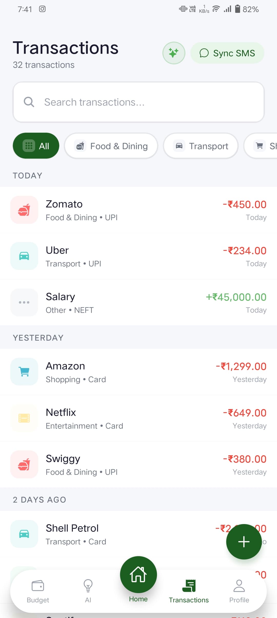 SpendLens AI finance tracker — screen 2 of 3