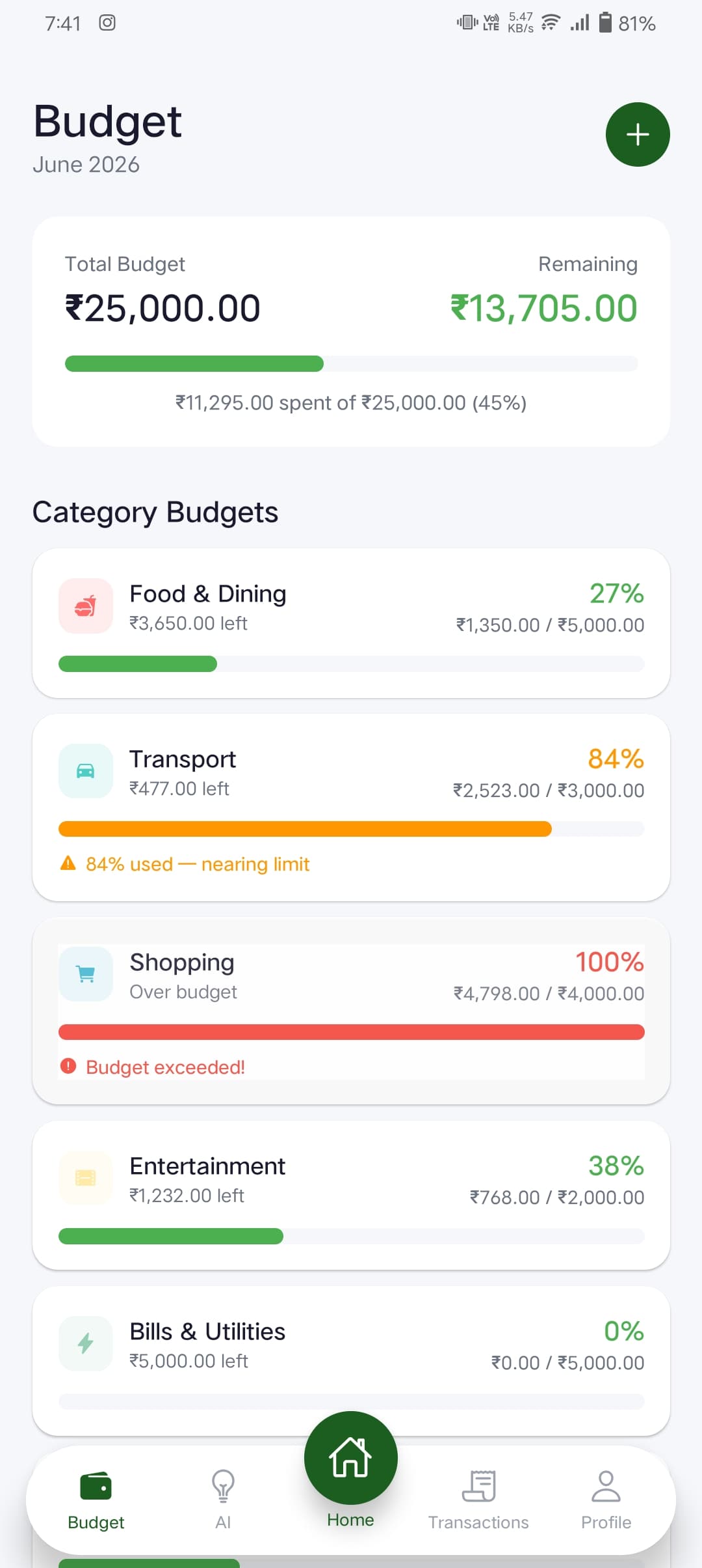 SpendLens AI finance tracker — screen 3 of 3